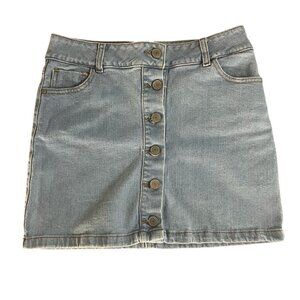 Vintage Button-Down Denim Mini Skirt – Classic Retro Style, Casual Chic